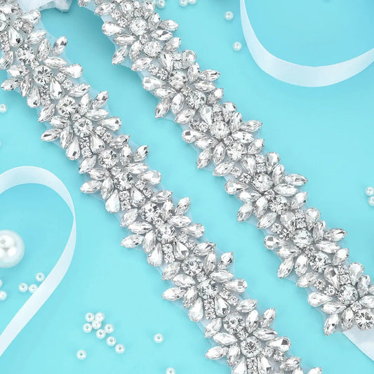 (1PC) Luxury Rhinestones Wedding Dress Belt Silver Crystal Bridal Sash Diamond Bridal Belt For Women Dresses WDD1073 Classic Change