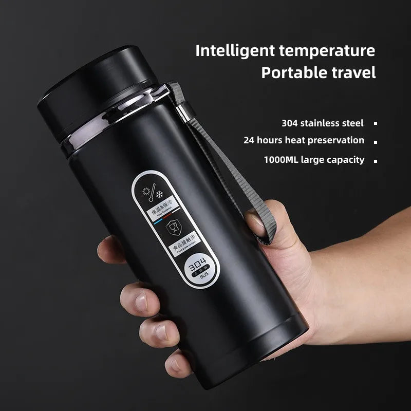 800ML-1Liter Stainless Steel Thermos Bottle with LED Temperature Display Sus304 Tea Water Bottle Vacuum Flask Portable Cups Classic Change