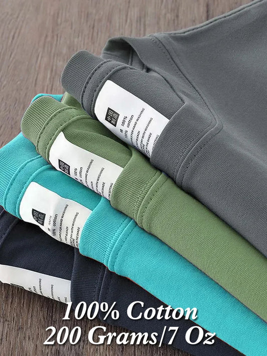 100 Cotton T shirt For Men Women,Short Sleeve Summer Plain Tops,Solid Casual Loose Tee Shirts,High Quality Clothing,7oz 200gsm Classic Change